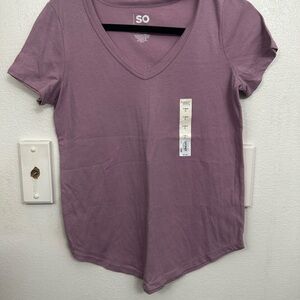 SO V-Neck Short Sleeve Tee in Mauve